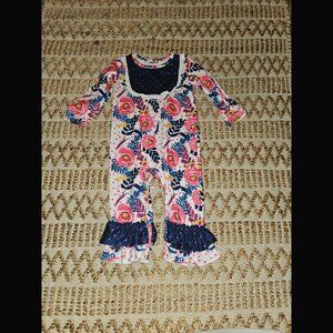Little Threads Co. Floral Print Ruffle Trimmed Romper 12-18 Months